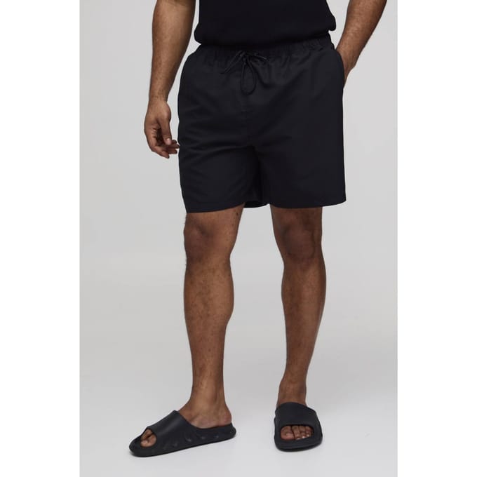 Plus Mid Length Swim Short | Black | Size 3XL