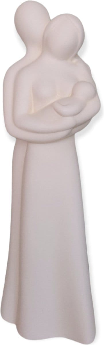 Gilde Handwerk Sculptuur Beeld Ouders met baby Keramiek Wit 32cm