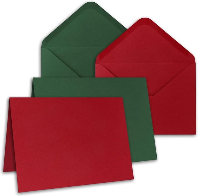 DIN B6 lined 100-er Set Grün/Rot Envelopes - ribbed - FarbenFroh