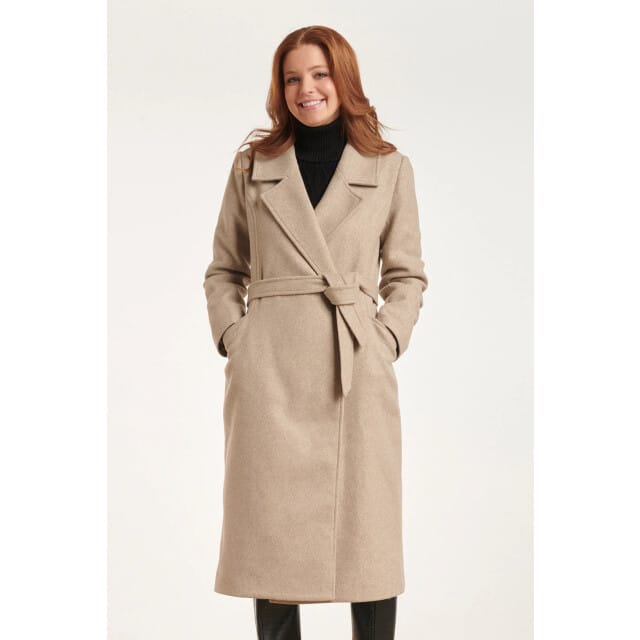 Smashed Lemon 24552 lange beige jas met grote revers