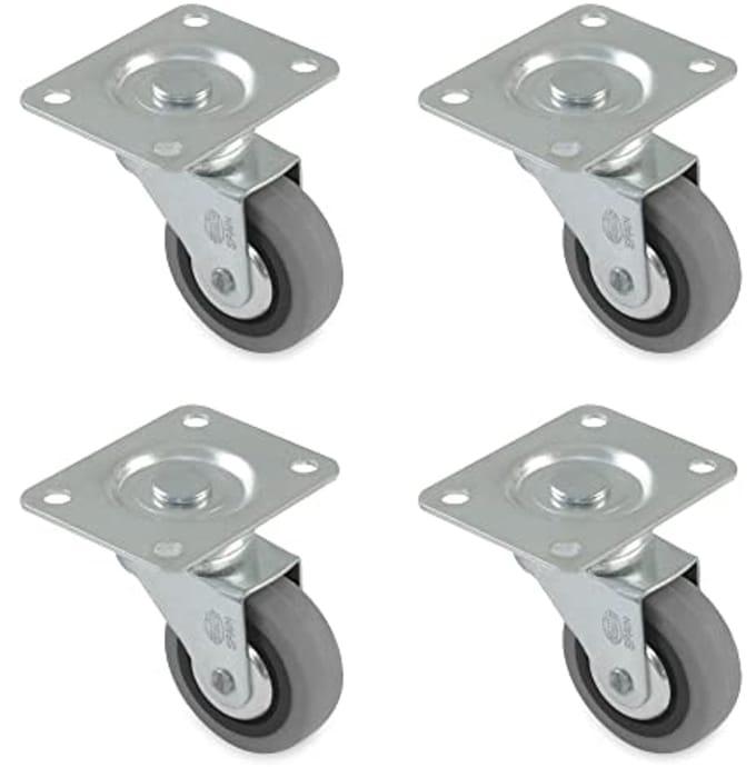 Pack van 4 meubelwielen 30 mm met plaat en lagers - maximaal 15 kg
