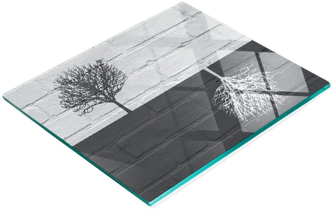 Glazen snijplank met decoratieve boommuurafbeelding 60x52 cm