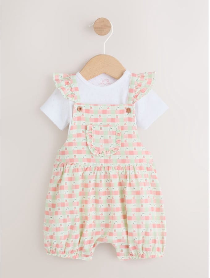 Next - Meisjes - 2-delige babyset van tuinbroek en rompertje - Roze