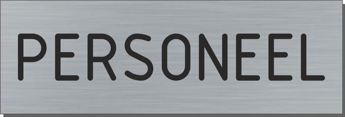 Deurbordje - personeel bord - bordje - personeel - rechthoekig met RVS look