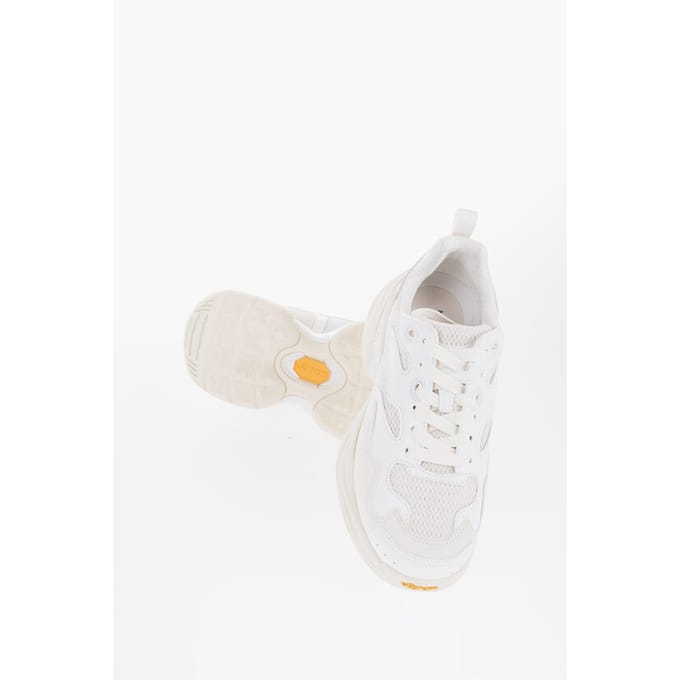 CROQUIS Mesh en Suède Effen Lage Sneakers in Wit