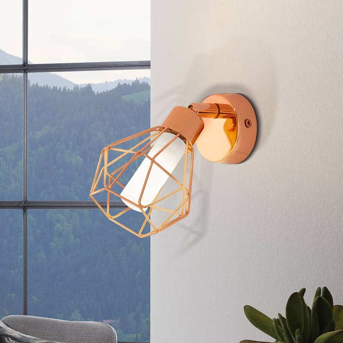 EGLO Koperkleurige LED wandlamp Zapata in kooilook