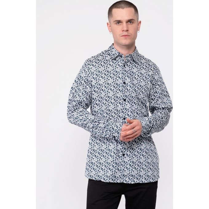 Ted Baker Capua Heren Lange Mouw Klein Gebloemd Overhemd