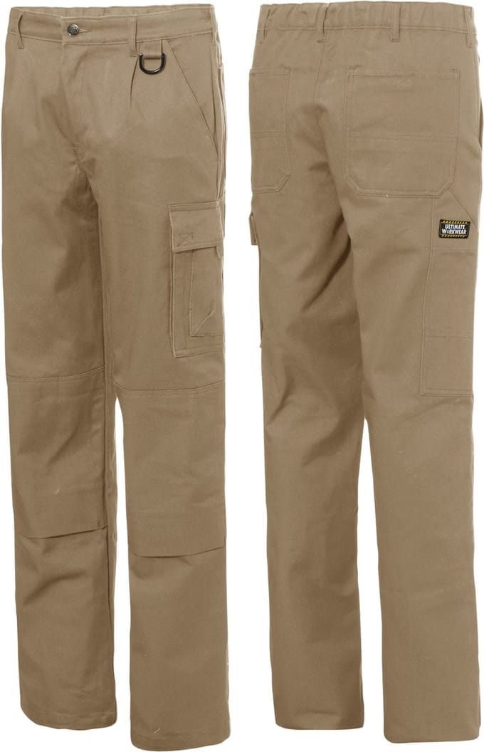Ultimate Workwear - Standaard Werkbroek DAVOS - 100% katoen 320 gr/m2- Khaki/Kaki