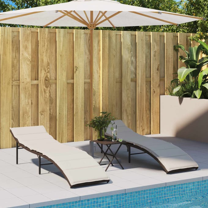 vidaXL - Ligstoelen - 2 - st - met - tafel - poly - rattan - bruin