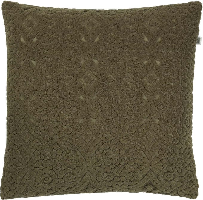 Dutch Decor BABET - Sierkussen olijf 45x45 cm - groen - Inclusief binnenkussen