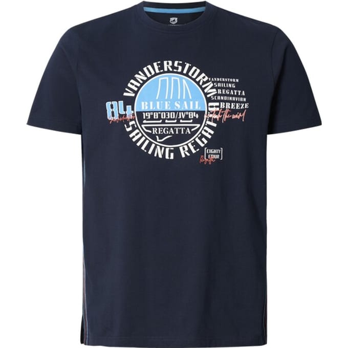 Jan Vanderstorm herren T-Shirt - 76/78 - donkerblauw - Plus Size
