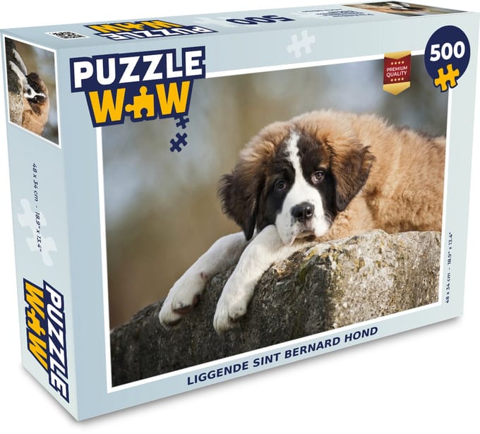 Puzzel Liggende Sint Bernard hond - Legpuzzel - Puzzel 500 stukjes