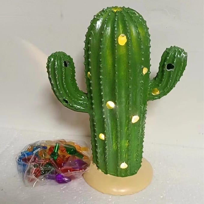 Hars Kerstcactus met Lichtjes Vintage Nostalgische Kerstcactus Tafelornament Kerst