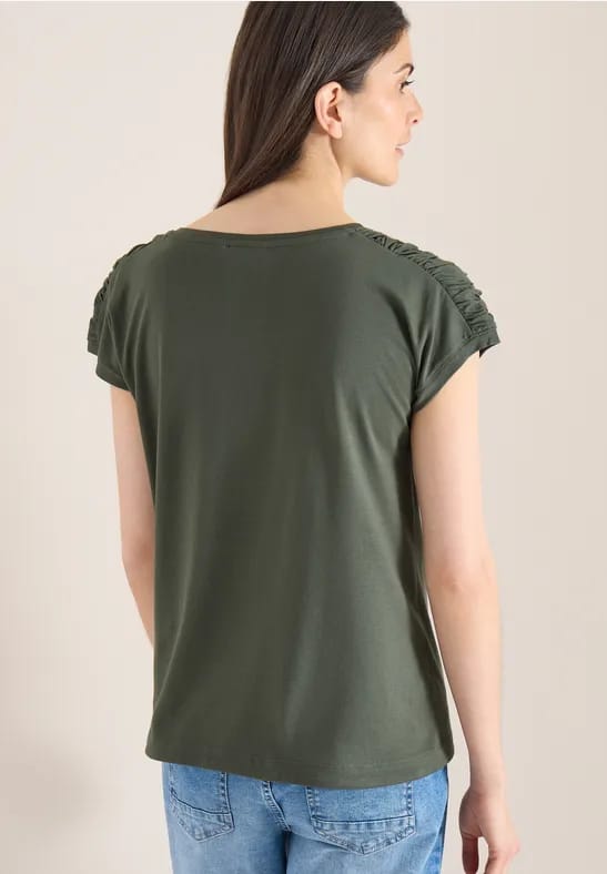 Shirt met korte mouwen en rimpels