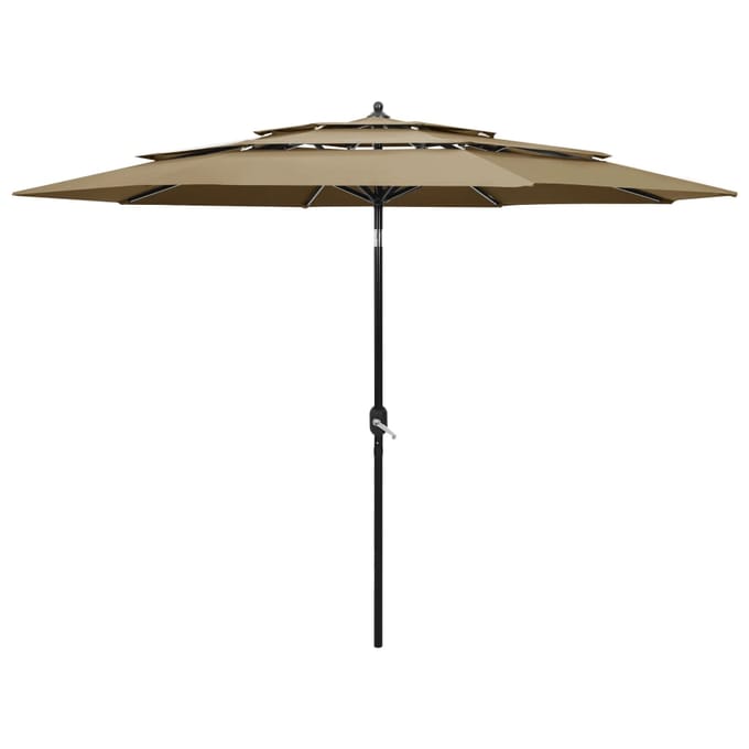 vidaXL - Parasol - 3-laags - met - aluminium - paal - 3 - m - taupe