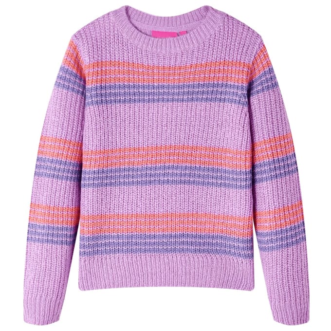 vidaXL - Kindertrui - gebreid - met - strepen - 140 - lila - en - roze