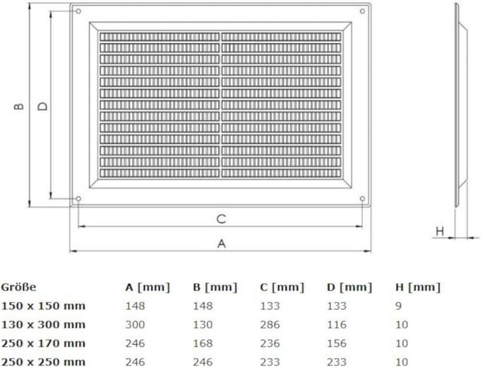 Ventilatierooster Afvoer Wit 130x300 mm met Geïntegreerd Insectenhor