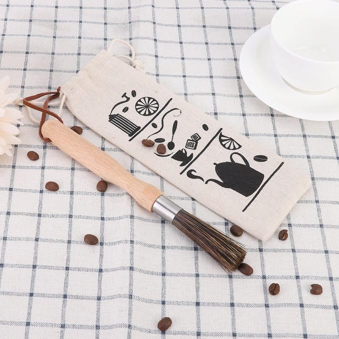 Brosse de Nettoyage pour Moulin à Café avec Manche en Bois Accessoires pour Machine à Café white