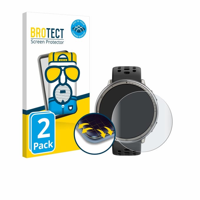BROTECT - Screenprotector voor Amazfit Active 2 - Folie Beschermfolie matte volledig dekking 2 Stuks