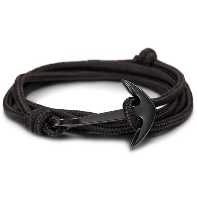 Anker armband zwart polyester koord