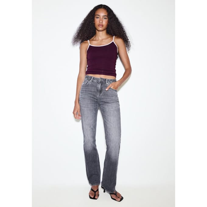 Stradivarius B07 Top met bandjes en ribstructuur  Donkerpurper L
