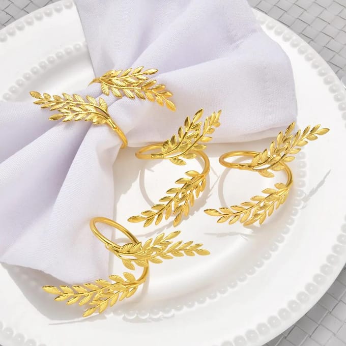 Blad Servetringen Herfst Servethouder voor Kerstmis Thanksgiving Bruiloft Eettafeldecoratie beige