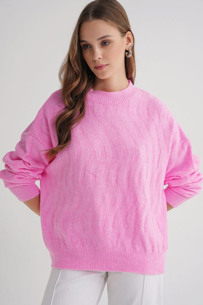 Ribbelgebreide Pullover Trui met Haar Vlechtpatroon
