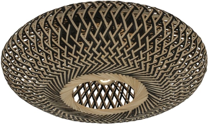 Lumidora Plafondlamp 74748 - Plafonniere - JOAH - E27 - Zwart - Naturel - Rotan - ⌀ 50 cm
