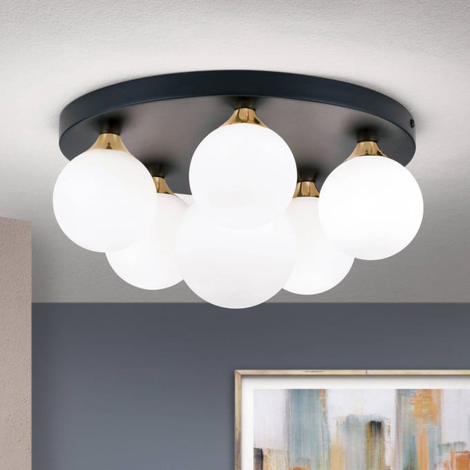 ORION Plafondlamp Snowwhite, baldakijn Ø 36 cm, zwart