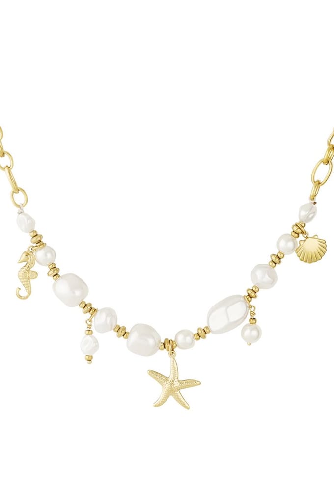 Bijoutheek Collier Parels Bedels Zee Goud