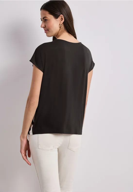 Shirt met hangende schouder en print