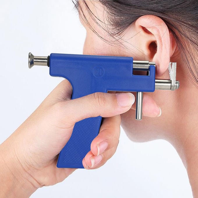 Oorpiercingpistoolset Veiligheid Oor Neus Navel Lichaamspiercingpistool Kit Set Met 98 stuks Oorknopjes paars