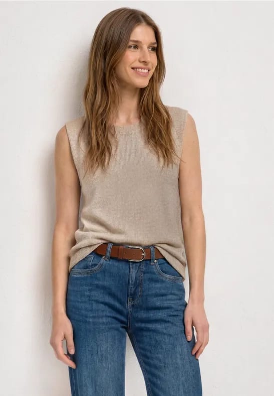 Top met ronde hals en glitters
