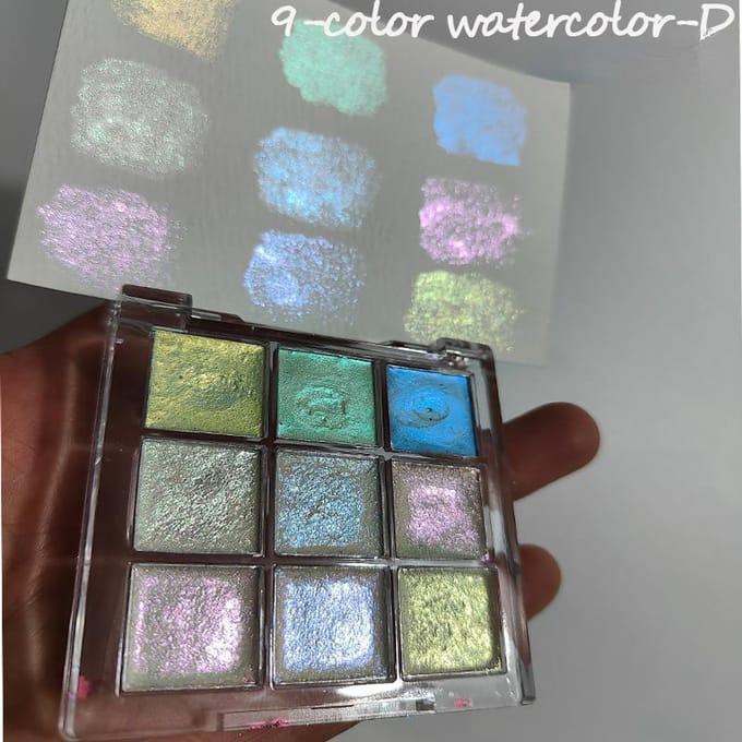 Palette de peinture à l'aquarelle solide dorée, faite à la main, pour Nail Art, manucure, ensemble d'aquarelle fleurie