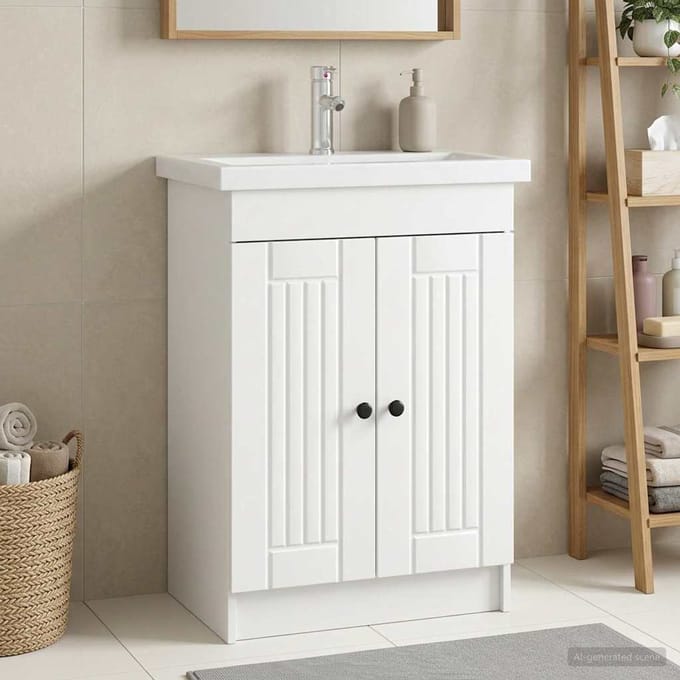 vidaXL - Badkamer - onder - Wastafel - Kast - Wit - 78,5 - x - 37,5 - x - 81 - cm