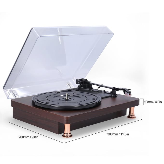 Retro Vinyl Platenspeler Platenspeler met Stofkap Klassieke Nostalgische Stijl Platenspeler UK Plug veelkleurig