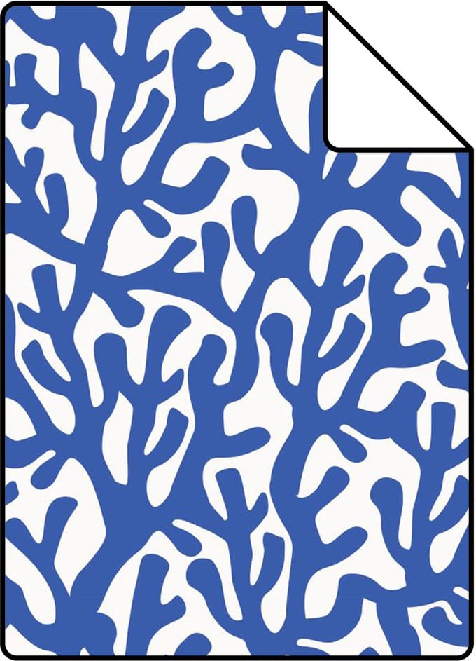 Proefstaal ESTAhome behang koraal blauw en wit - 26.5 x 21 cm - 131014-S