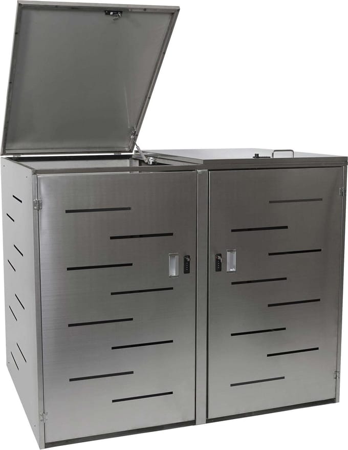 2/4 bakken Containerombouw - Kliko Ombouw - Containerberging - Afvalbakberging - Container berging - Containerberging voor afvalcontainers - uitbreidbaar 116x141x98cm ~ roestvrij staal 50kg