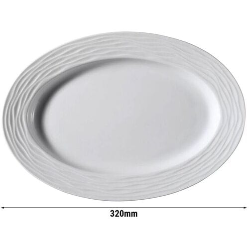 GGM Gastro (12 Stück) SEA WAVE - Platte/Dönerteller - oval - Länge: 320mm - Weiß Wit