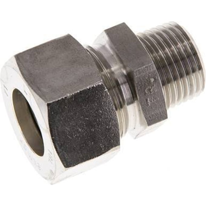 18L & R1/2'' RVS Rechte Knelfitting Buitendraad 315bar ISO 8434-1