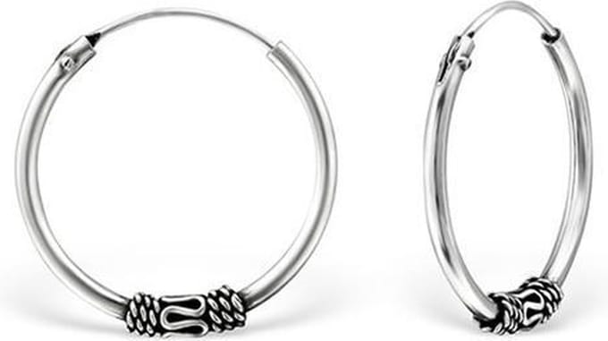 Montebello Oorbellen Capri B - 925 Zilver Geoxideerd - Bali - 2mm - ∅18mm