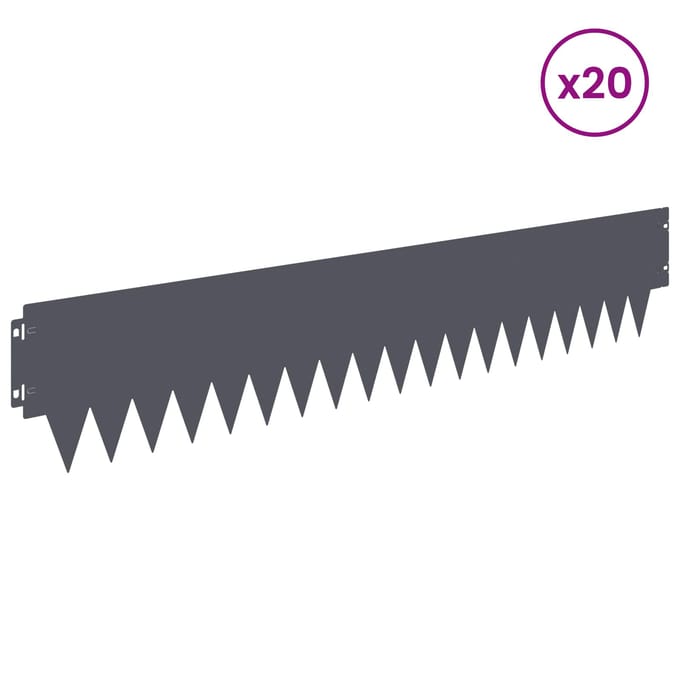 vidaXL - Gazonrand - 20 - st - 103 - x - 20 - cm - Staal - Antraciet