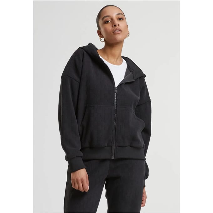 Urban Classics - Jacquard Velvet Oversized Vest met capuchon - M - Zwart