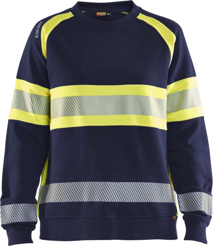 Blaklader 3409-1158 Dames Sweatshirt High Vis - Marine/High Vis Geel - M