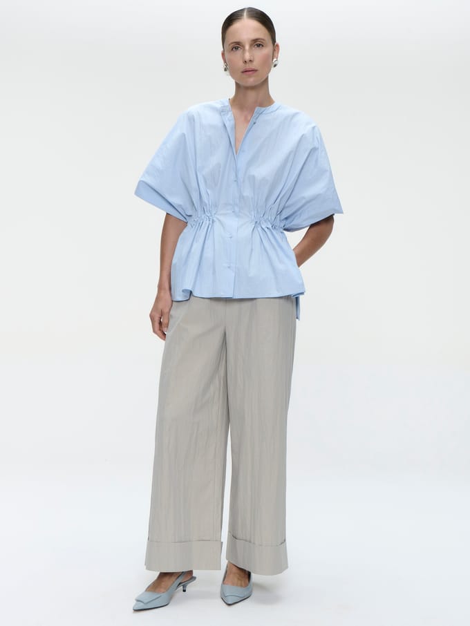 Hiroko cotton mix blouse | Light Blue - Light Blue / XS/S