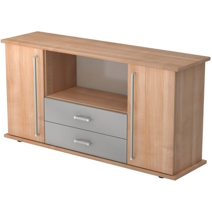 KAPA SB | Dressoir | met deuren + laden - Walnoot Chrome metaal handgreep