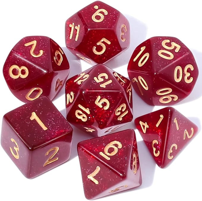 Dobbelstenen Set 7-delig – Rood D20 D12 D10 D8 D6 D4 – Voor RPG & Tafelspellen