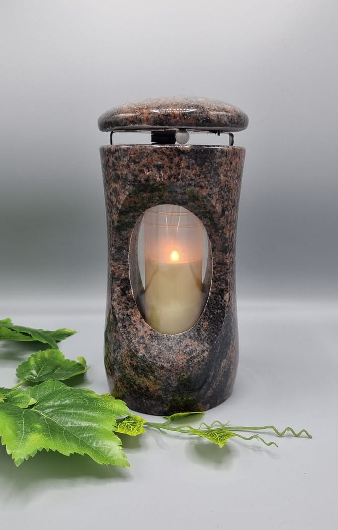 Lantaren - LRS - Graniet - Aurora - Glas - RVS sluiting - Grafkaars - Graflicht - Graflantaarn - Incl Led