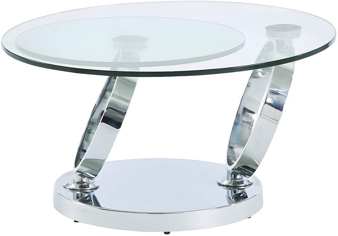 Vente-unique Salontafel met draaiblad JOLINE - gehard glas en metaal