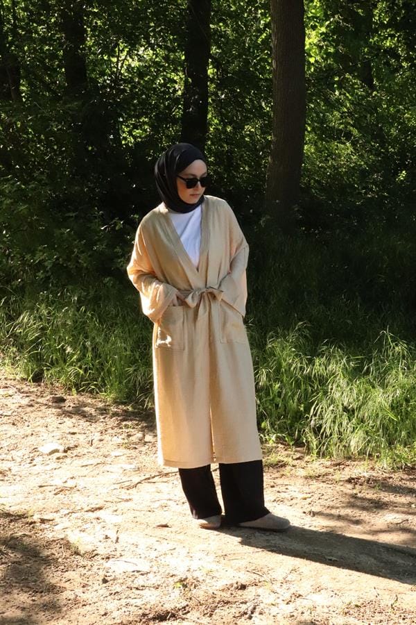 Dames's Zak Met riem Lang Kimono Nerts